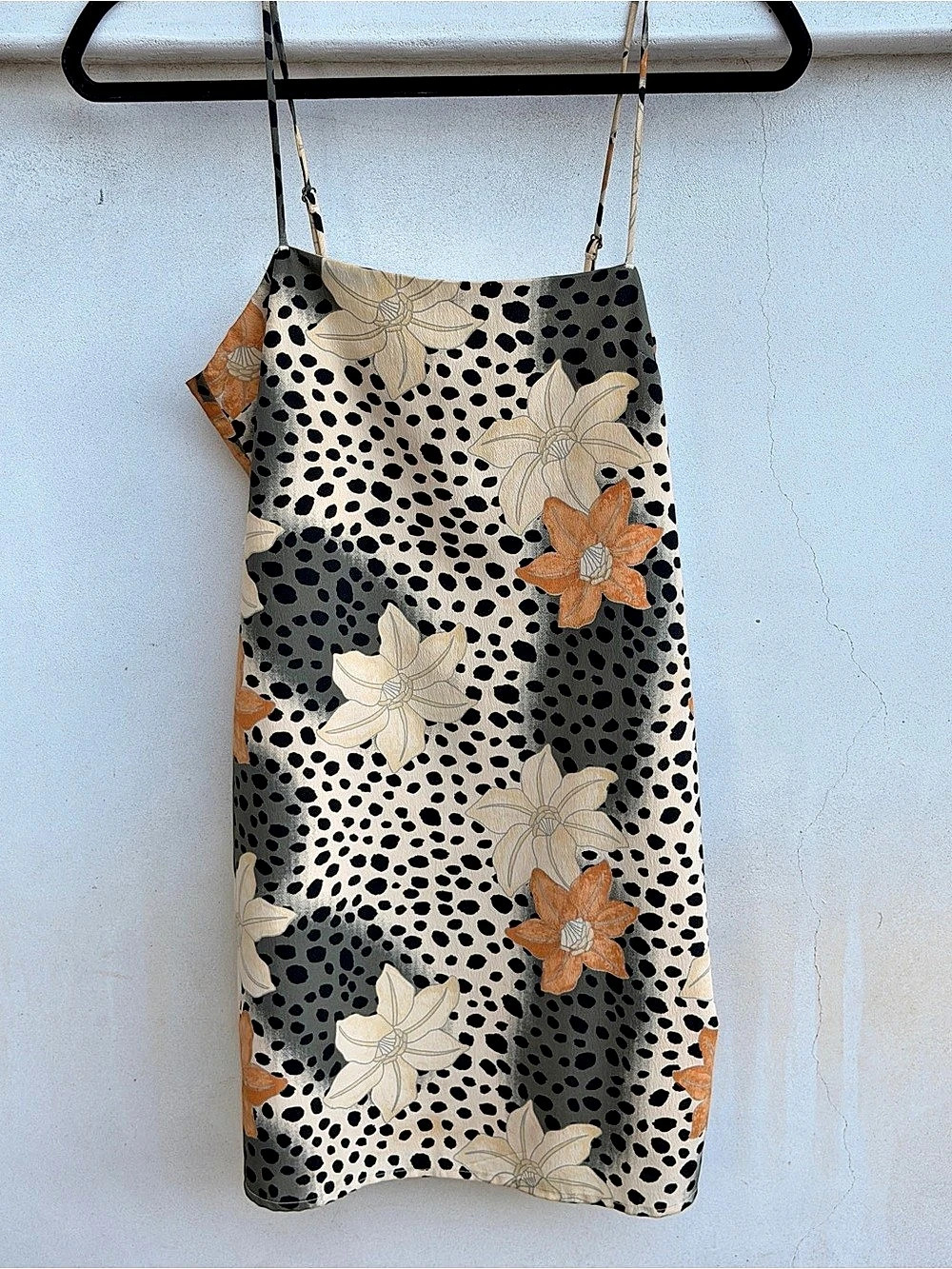 AMUSE Floral Mini Dress in Beige & Black Size XS